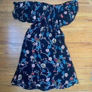 Angie Black Floral Off the Shoulder Dress